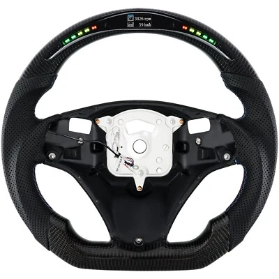 Real Carbon Fiber LED Steering Wheel For BMW M3 E88 E90 E91 E92 E93 2005-2012 - Image 1 of 4