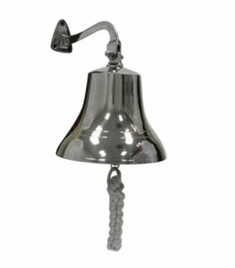 Solid Brass Chrome Finish Ship's Bell 6" Nautical Maritime Hanging Wall Decor - Picture 1 of 2