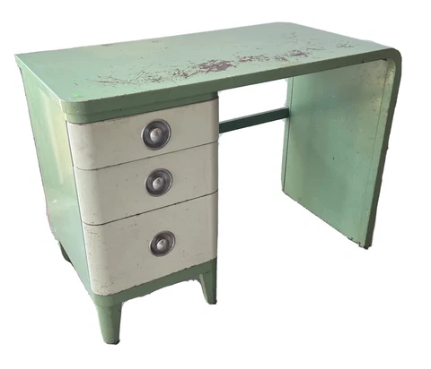 Bel Geddes Simmons Art Deco Machine Age Industrial Metal Streamline Desk Dresser Cover