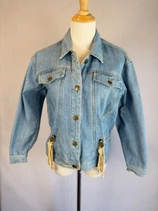 Vtg Jean Jacket Denim Petite Sophisticate Womens P Small 100% Cotton Side Cinch - Picture 1 of 5