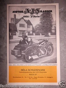 A.J.S. AJS PROSPEKT 1931 250 350 400 500 1000 CCM TOUREN MOTORRAD LONDON ENGLAND - Picture 1 of 3