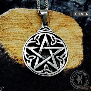 Collar Colgante Pentáculo Pentagrama Triqueta Celta Neo Pagano Wicca/Plata 925 - Imagen 1 de 12