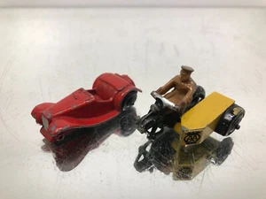 2x DINKY TOYS MG MIDGET + AA MOTORCYCLE PATROL -~L5.0cm- POOR - 432 - Picture 1 of 6
