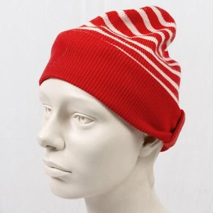 NUEVO CON ETIQUETAS Kate Spade Sombrero de Lana Suave Gorro Tobogán Rojo Blanco Rayas Mujeres Talla Única NUEVO - Imagen 1 de 5