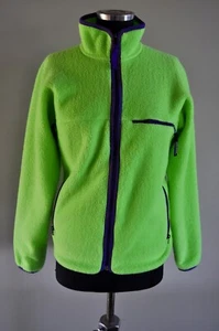 Patagonia Size Medium Fleece 1980’s Neon Green and Purple Full Zip USA Made - Picture 1 of 18
