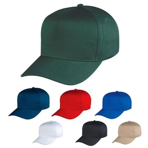 100% Cotton Twill 5 Panel Baseball Hats Caps Hook and Loop Closure - Picture 1 of 8