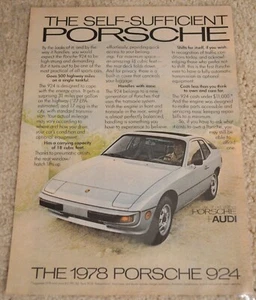 Weißer Porsche 924 Sportwagen Printanzeige 1978 - Bild 1 von 1
