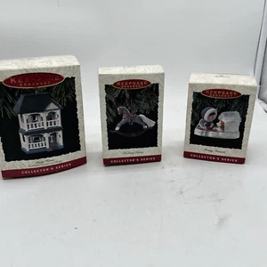 Lot (3) Hallmark 1993 Keepsake Ornaments Rocking Horse Cozy Home Frosty Friend - Picture 1 of 16