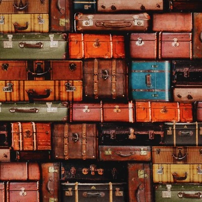 Dekostoff, Digitaldruck, Canvas, Verhees Textiles, Koffer, Orange, 135cm - Bild 1 von 3