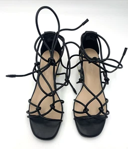 Womans BCBG Black Ankle Strappy Shoes w/Clear Chunky Heel  - Size 7.5 - Picture 1 of 7