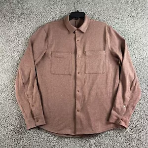 Lululemon Soft Knit Overshirt Mens L Heather Brown Long Sleeve Snap Button Up - Picture 1 of 12