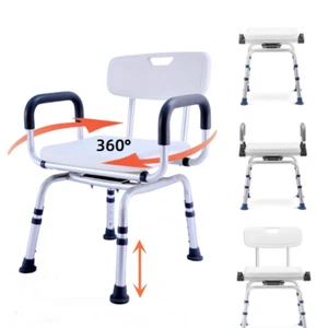 Swivel Shower Chair for Inside Shower - Bath Chair for Seniors with Arms Backres - Picture 1 of 11