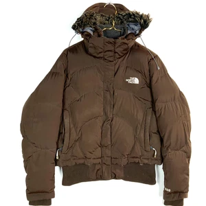 The North Face Women's 600 Down Puffer Jacket Large Hooded Full Zip Fur Trim - Picture 1 of 7