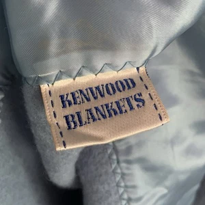 Vintage Kenwood Blue Wool Silky Satin Trim Thermal Blanket 74x90 - Picture 1 of 11