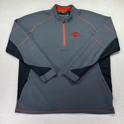 Harley-Davidson Pullover Mens XL Gray Black 1/4 Zip H-D Performance Waffle Knit - Image 1 of 4