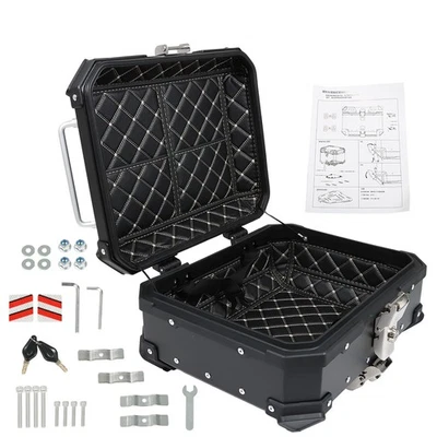 Motorcycle Aluminum Trunk Rear Top Case Luggage Tour Tail Tool Box Lock 22L - Image 1 of 4