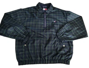 Vintage Tommy Hilfiger 1/4 Zip Golfjacke Herren Medium grün kariert Windbreaker - Bild 1 von 16