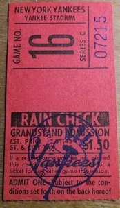New York Yankees Baseball Game Ticket Stub ca. 1967 - Bild 1 von 2