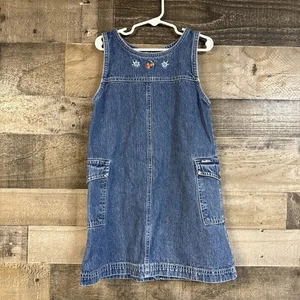 Vintage Oshkosh Youth Girls Clothes SZ 6 Embroidered Denim Dress VTG - Picture 1 of 10
