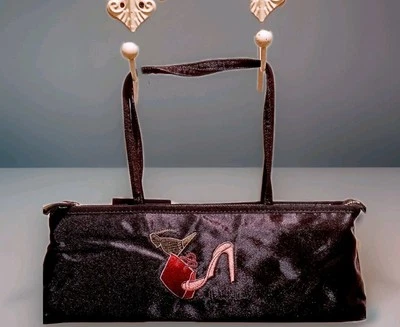 Nicole Miller черный атлас вышитый вечер Дамская сумка фантастически красивый новый с Ярлыками - Изображение 1 из 4