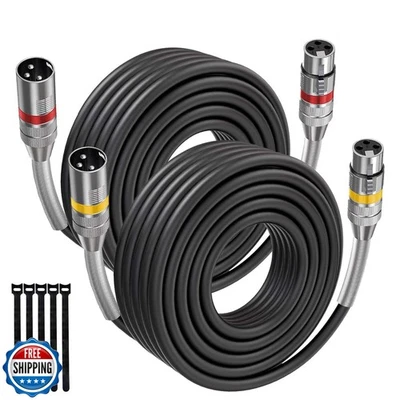 XLR Microphone Cable 50 Ft/2 Pack, Male to Female XLR Speaker Cables for Reco - Image 1 of 4