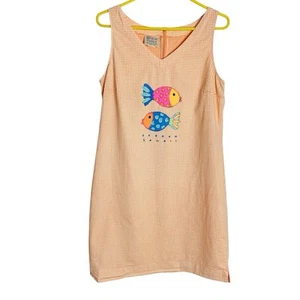 Vestido de guinga Fresh Produce para mujer M naranja sin mangas cuello en V Hawaii solero - Imagen 1 de 9