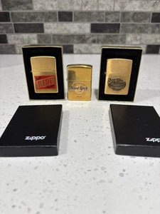 Eat Ride Sleep Hard Rock Cafe, Select Trading Co. Brass/gold Tone Zippos Vintage - Picture 1 of 21