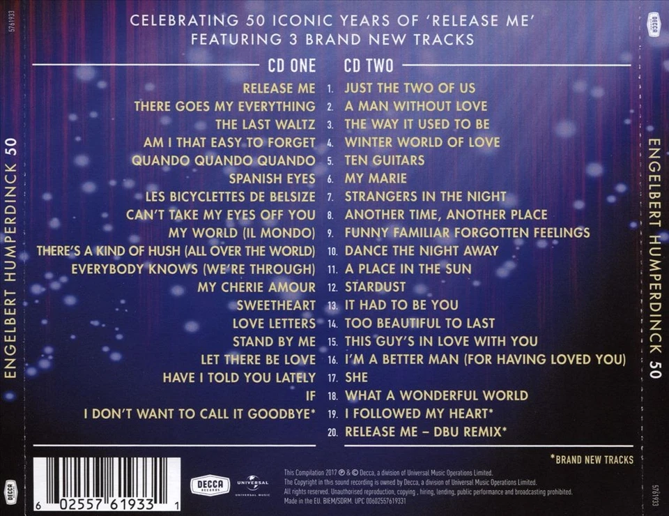 ENGELBERT HUMPERDINCK (VOCAL) - 50 NEW CD - Image 1 of 1