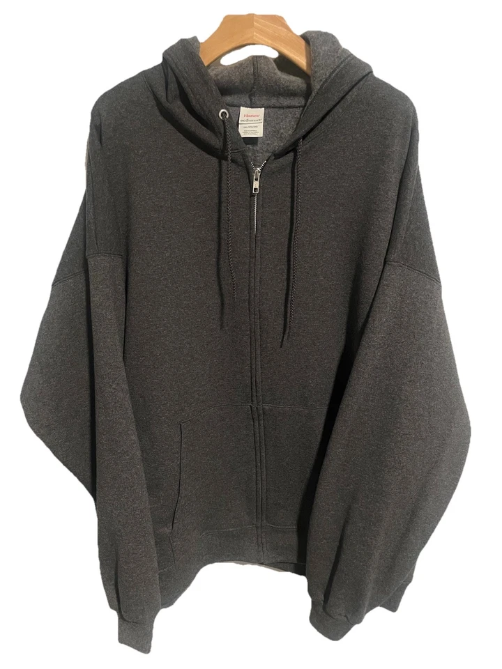 Hanes Men's Full-Zip Eco-Smart Fleece Hoodie Charcoal Heather 3X Large