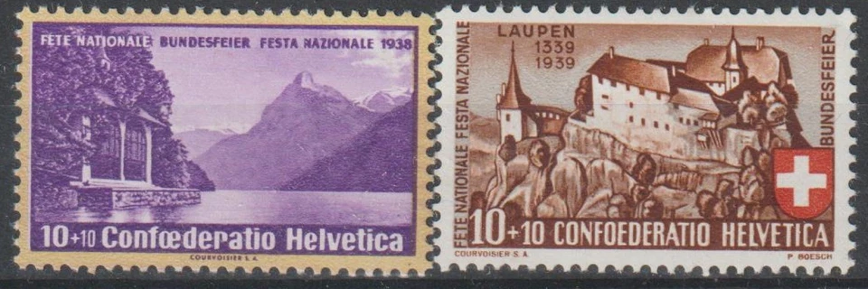 Switzerland - semi-postal - 1938-9 issue c.v. B90 & B95  c.v. 3.60 - Image 1 of 1