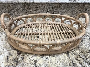 Bambus Oval Serviertablett Boho Vintage Retro - Bild 1 von 8