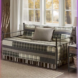 Woolrich Winter Plains Juego de 5 fundas de cama de día a cuadros a cuadros marrón tostado - Imagen 1 de 7