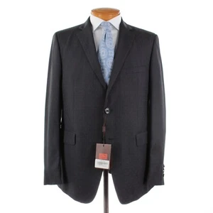 Etro NWT 100% Wool Two Piece Suit Size 56 (46 US) In Blue w/ Brown Geometric - Picture 1 of 14