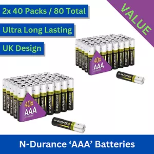 Batterie alcaline 80 x N-DURANCE tripla AAA durata ultra lunga. Confezione 2x 40 - Foto 1 di 7