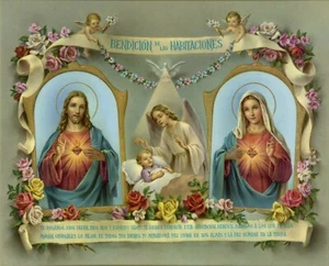 LOT of 10 Catholic print BLESS OUR HOME SPANISH 8" x 10" ready to be framed - Picture 1 of 2