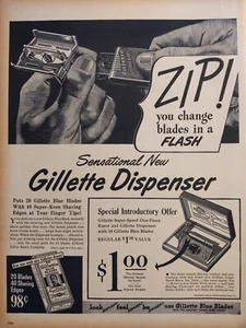 1948 Vintage Gillette Rasierer Print Ad. Gillette Spender Reißverschluss! - Bild 1 von 1