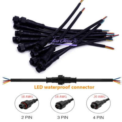 Waterproof Black Hard Plastic 20cm 2/3/4/5/6/8 Pin LED Strip Cable Connector - Image 1 of 4