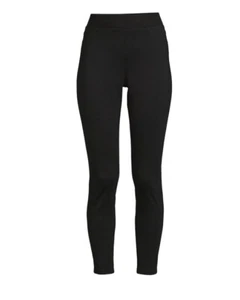 30" WAIST JUNIORS' SKINNY FIT MID RISE RIBBED WAISTBAND PONTE JEGGINGS - BLACK - Picture 1 of 5