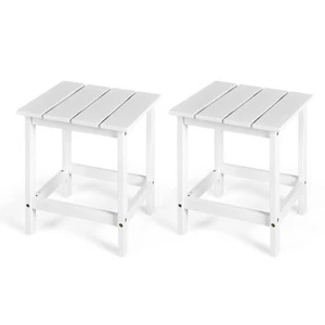 Mesa de centro lateral cuadrada de listones de madera blanca 15" 2 piezas para patio - Imagen 1 de 8