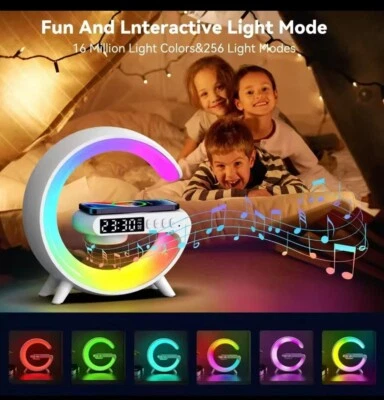Mini Wireless Charging Alarm Clock Speaker - 15W Fast Charge with RGB Lights - Image 1 of 4