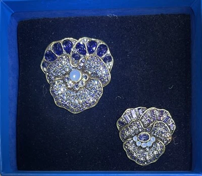 Heidi Daus AUTÉNTICO FIRMADO PÚRPURA Agradable Pensamiento 2 Prendedores Broche Caja DÍA DE LA MADRE Foto 1 de 4