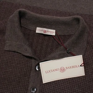 Luciano Barbera NWD Knit Polo Sweater Size 50 US M in Purple/Gray 100% Cashmere - Picture 1 of 10