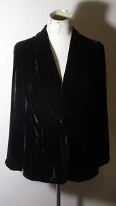 Velour J. JILL Black Silk Blend Velvet Jacket Size M Petite - Picture 1 of 6