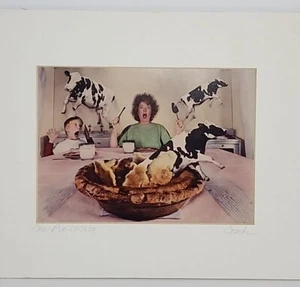 Michael Combs Illusionography Numbered 185/500 Art Print COW PIE Humor 1992 VNTG - Picture 1 of 8