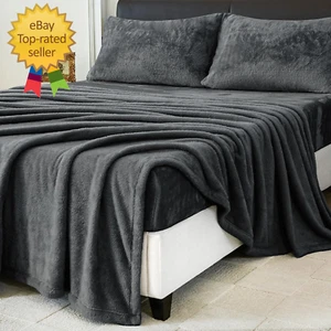 Faux Fur Queen Sheet Set, Luxury Soft Fleece Bed Sheets, Fluffy Plush Velvet She - Picture 1 of 12