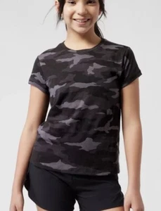 Athleta Girl Black Camo Daily Tee Size Large/12 Black Gray NWOT - Picture 1 of 10