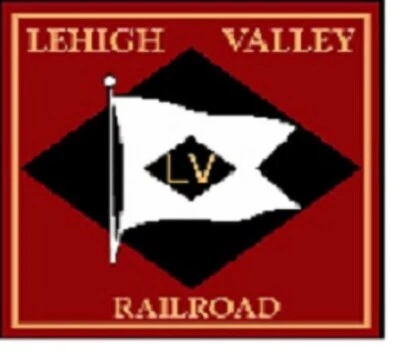 Lehigh Valley O/HO Gauge Train RED  Vinyl 1-3/8" W x 1-1/4" H Logo Made in USA - Image 1 of 2