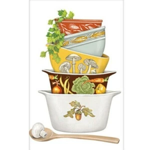Mary Lake-Thompson Autumn Harvest Dishes Vintage-Style Flour Sack Kitchen Towel - Picture 1 of 2