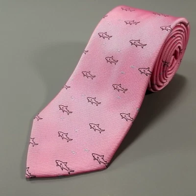 Croft & Barrow Luxury Tie Pink Woven Shark Fish Pattern Necktie 58" L x 3" W - Image 1 of 4