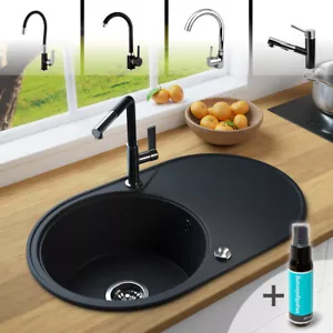 Rein Schwarz LINDBERGH® Antibakteriell GranitSpüle IDE44 Einbauspüle Küchenspüle - Bild 1 von 36